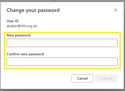 entering new password