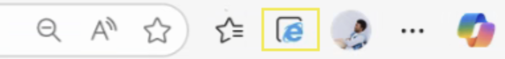 Blue symbol on the toolbar, with a yellow box round
