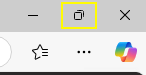 Broswer icons with the maximise button highlighted with a yellow box