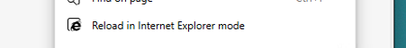 The text 'Reload in Internet Explorer mode' is shown