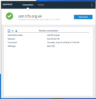 Viewing connection details in the Sophos application