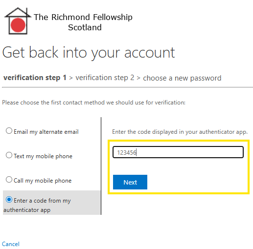 Enter the code from your Token Dongle